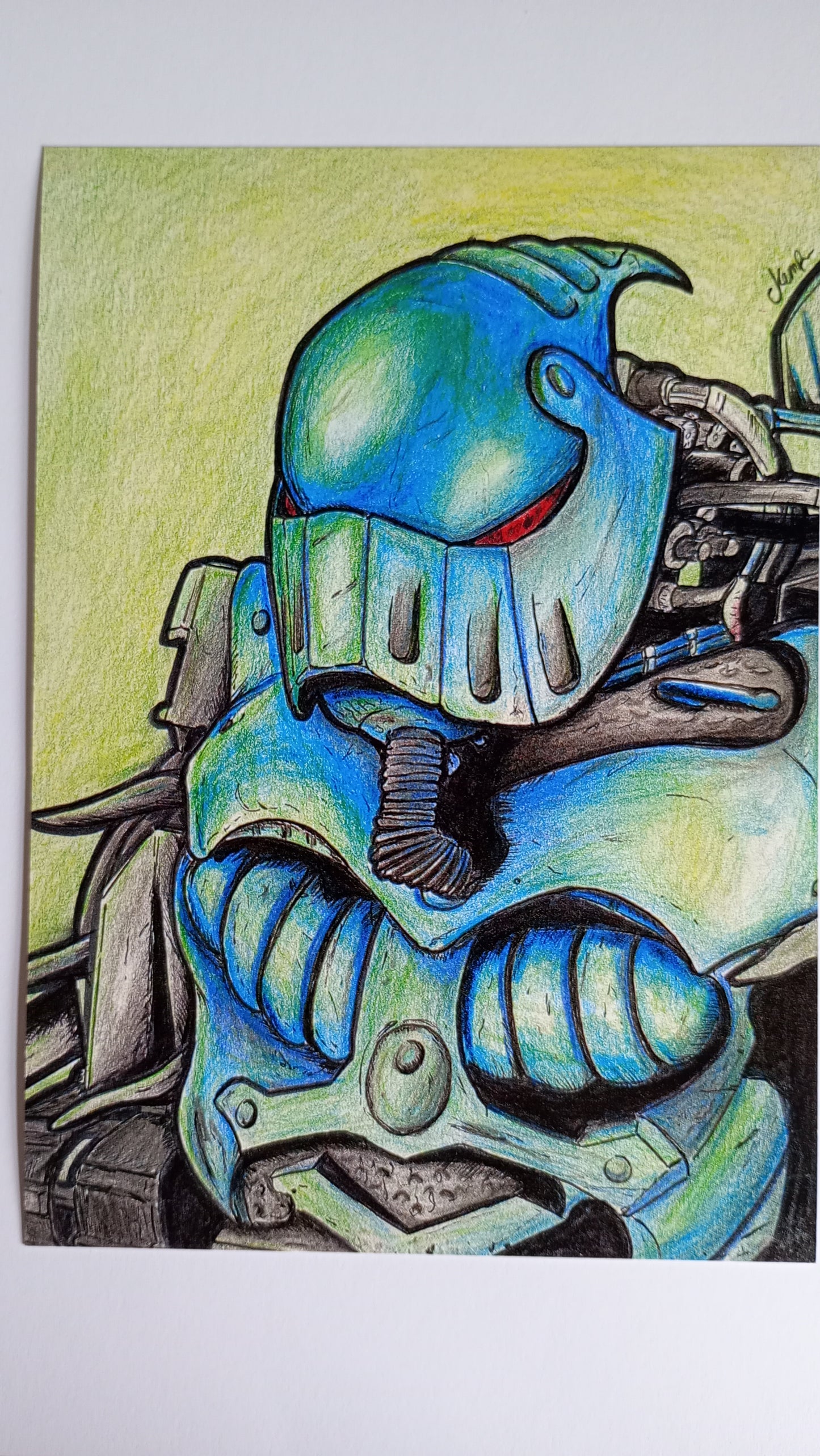 A5 Print of a pen and ink drawing of Sir Killalot from Robot Wars